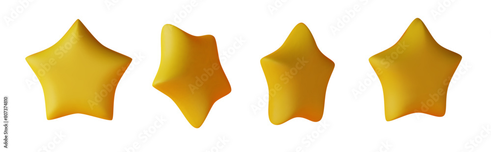 Set of yellow stars different shapes. Realistic 3d design cartoon style. vector illustration Set of yellow stars different shapes. Realistic 3d design cartoon style. vector illustration