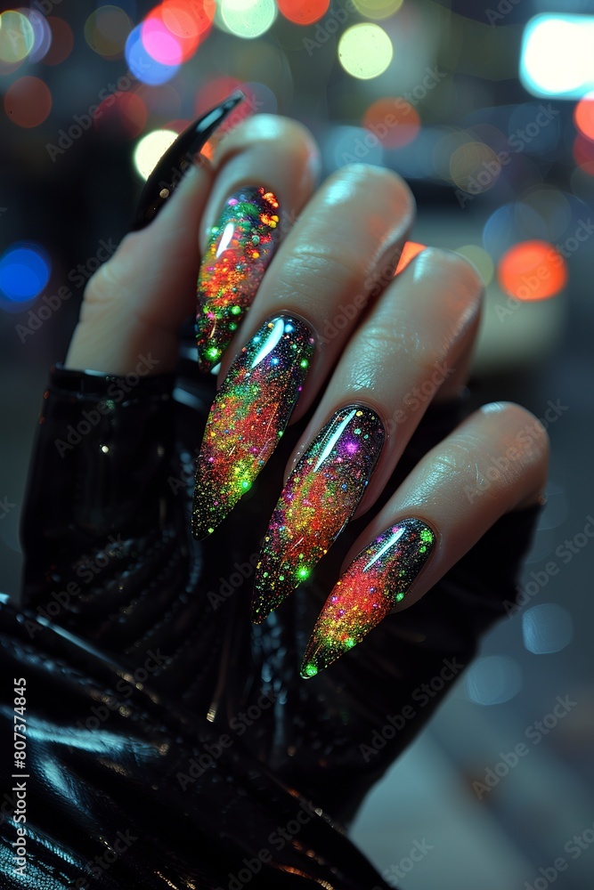 Analog art style nail design with classic details. Gel nail art in antique and analog style. Analog art style nail design with classic details. Gel nail art in antique and analog style.