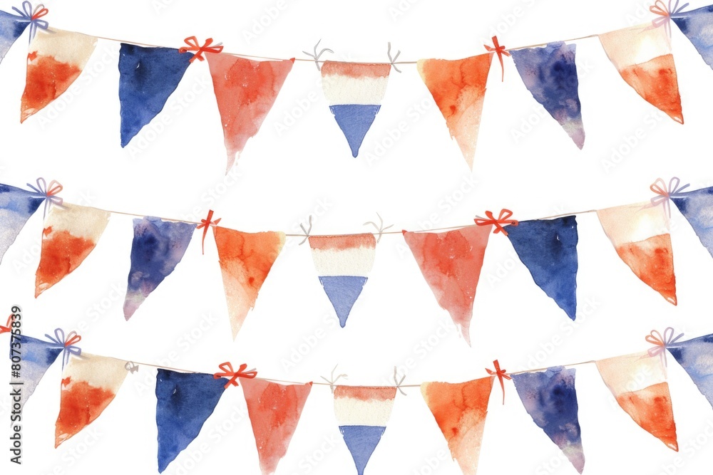 Vibrant watercolor painting of a bunting of flags. Perfect for festive occasions Vibrant watercolor painting of a bunting of flags. Perfect for festive occasions