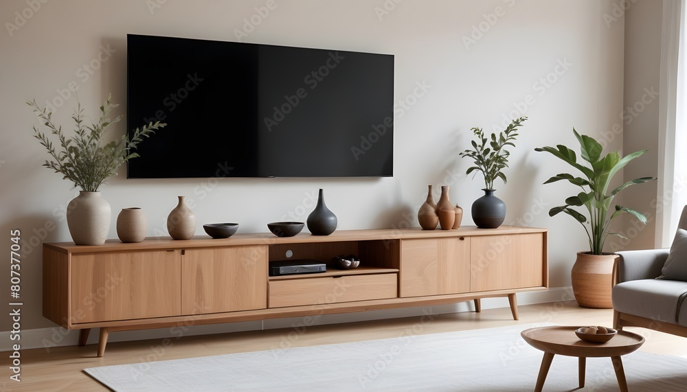 A minimalist living room with a wooden bench, a bonsai tree, and a framed artwork on the wall,zen A minimalist living room with a wooden bench, a bonsai tree, and a framed artwork on the wall,zen