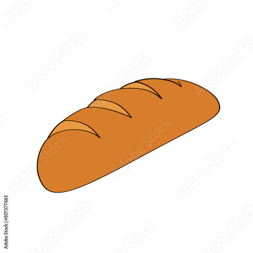 loaf of wheat bread color vector illustration