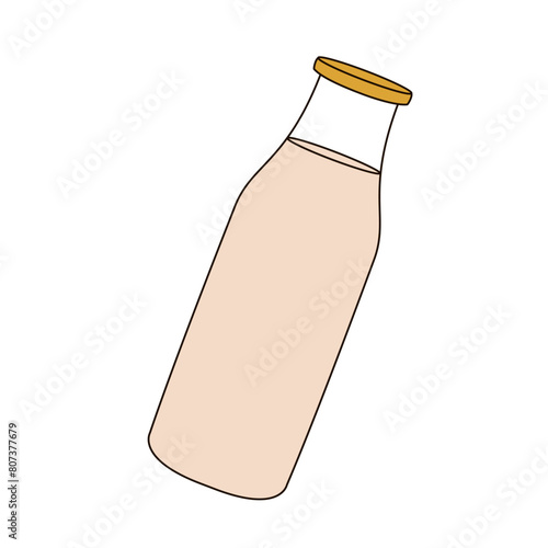 glass milk bottle closed with lid