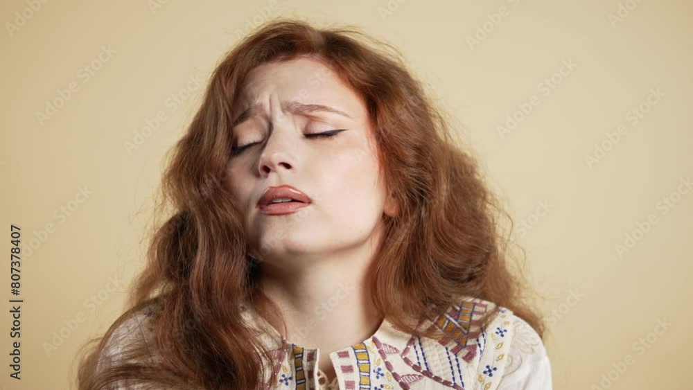Worried woman, panic despair gesture, like no, I forgot.Scared girl feeling fear Worried woman, panic despair gesture, like no, I forgot.Scared girl feeling fear
