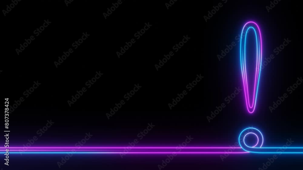 Purple neon exclamation point loop animation background Purple neon exclamation point loop animation background