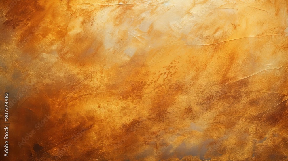 The painting is a mix of orange and brown colors, with a lot of texture