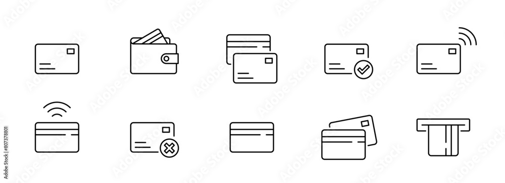 Credit card icons set. Payment, money, credit card signs. Vector Credit card icons set. Payment, money, credit card signs. Vector