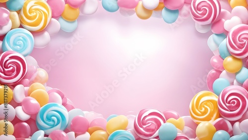 pastel lollipops on pink background