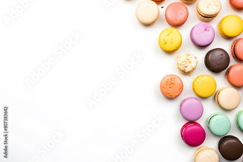 Colorful macarons isolated on background