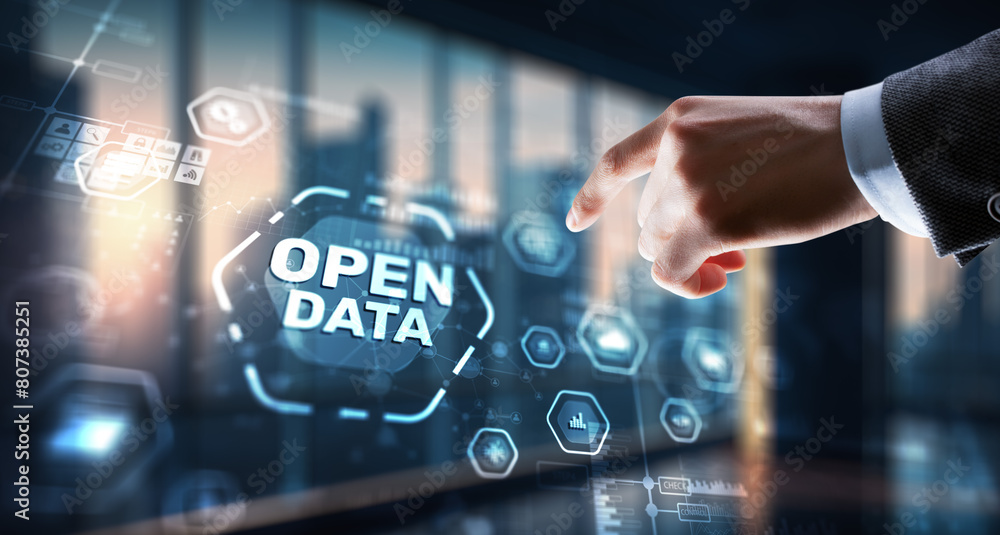 Open data api internet technology concept. Online documentation database Open data api internet technology concept. Online documentation database