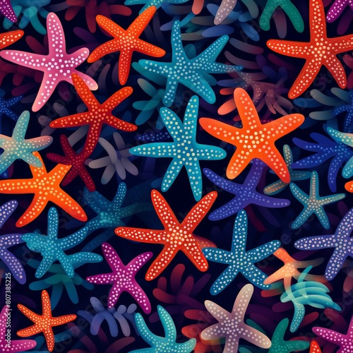 Pattern with Whimsical Starfishes