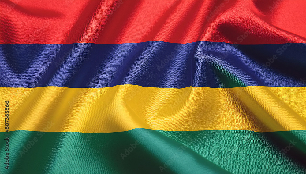 Realistic Artistic Representation of Mauritius waving flag