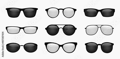 Men and women glasses, sunglasses icon set. Vector EPS 10