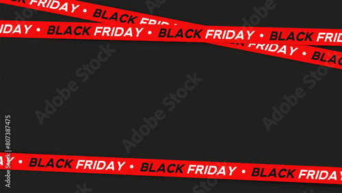 Black friday ribbon. Vector background with red tape of sale, black friday, discount, advertising. Banner or poster template