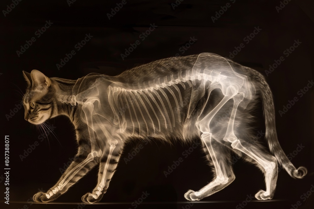 Fototapeta premium x ray illustration of cat - veterinarian clinic poster design