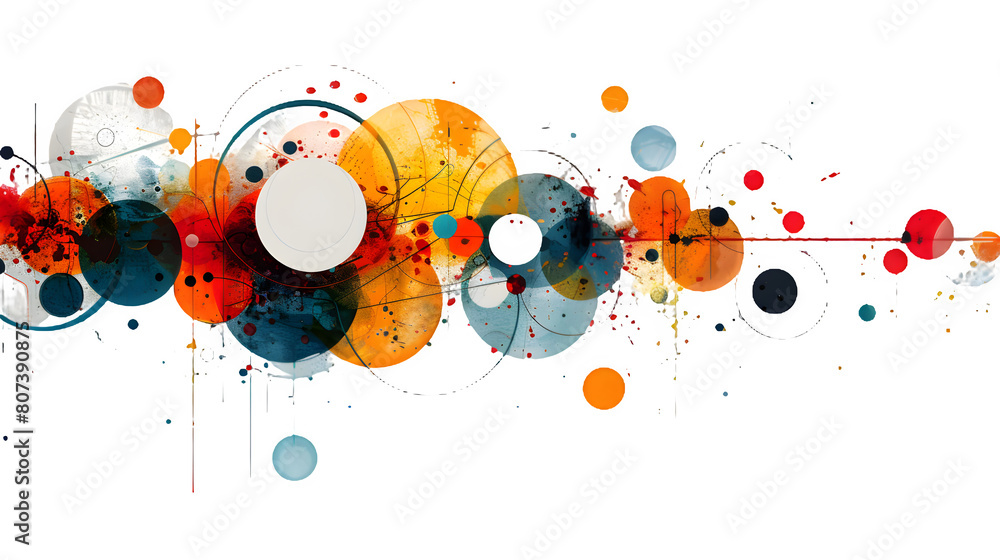 Obraz premium Circles made from colorful paint splash isolated on a transparent background, PNG, Ai