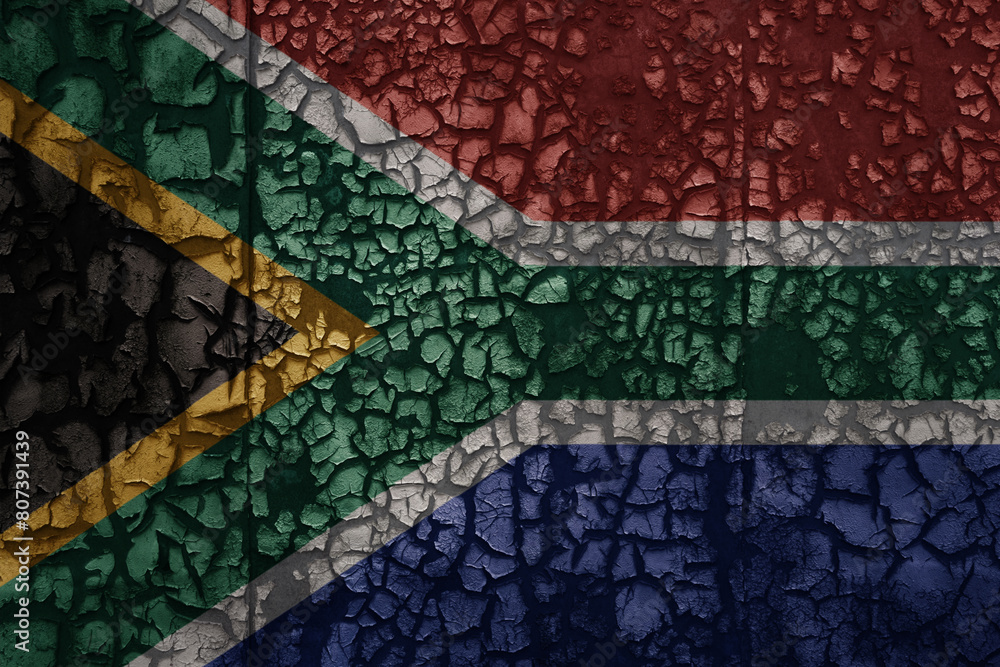 flag of south africa on a old grunge metal rusty cracked wall background flag of south africa on a old grunge metal rusty cracked wall background