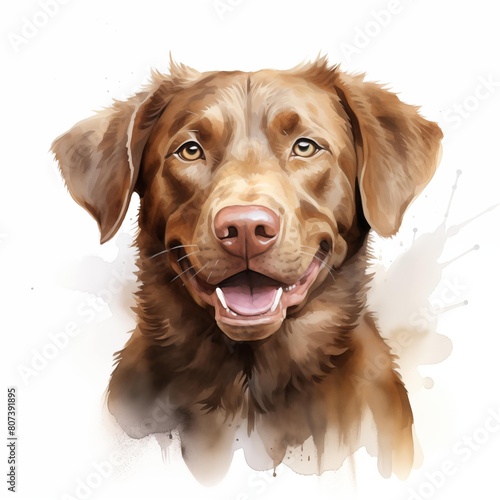 Chesapeake Bay retriever. Chesapeake Bay retriever clipart. Watercolor illustration. Generative AI. Detailed illustration.