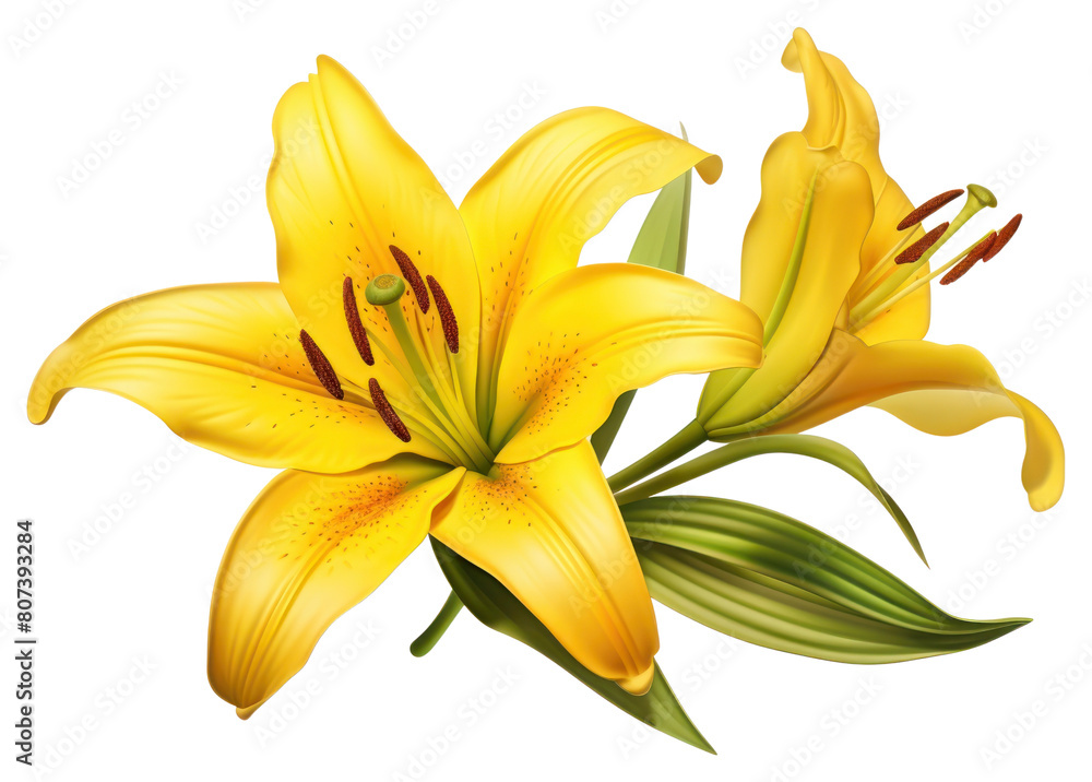 Obraz premium PNG Flower lily yellow plant.