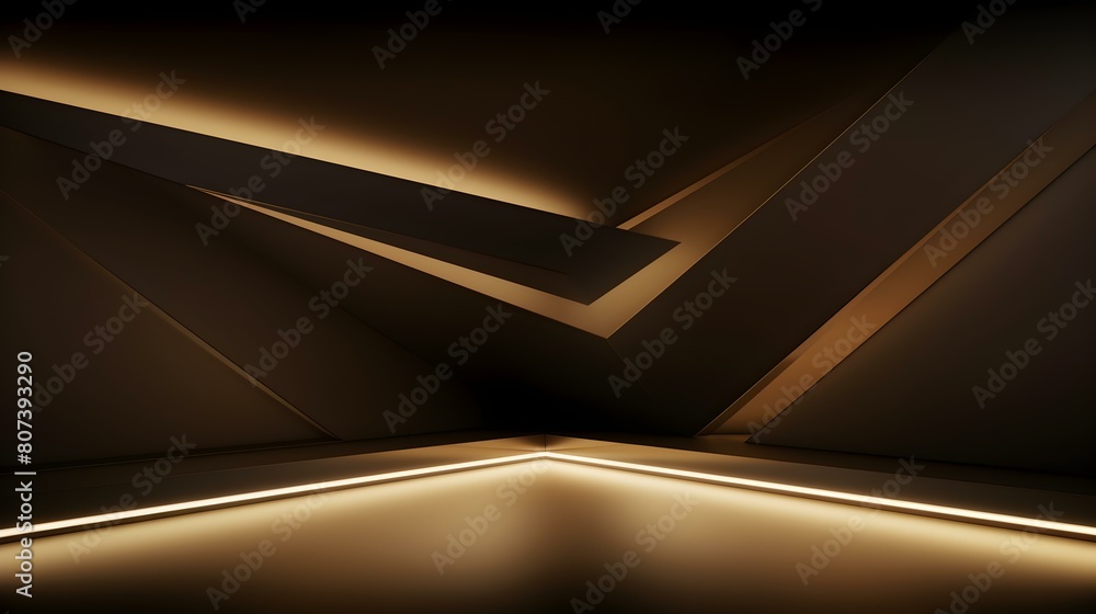 Empty dark gold Studio Background with beautiful Lighting. Modern Space for Product Presentation