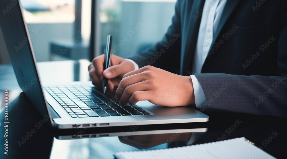 Business performance checklist, businessman using laptop doing online checklist survey, filling out digital form checklist, take an assessment, questionnaire, evaluation, online survey, online exam Business performance checklist, businessman using laptop doing online checklist survey, filling out digital form checklist, take an assessment, questionnaire, evaluation, online survey, online exam