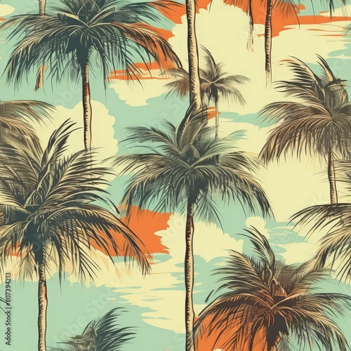 Seamless Vintage Palm Tree Design