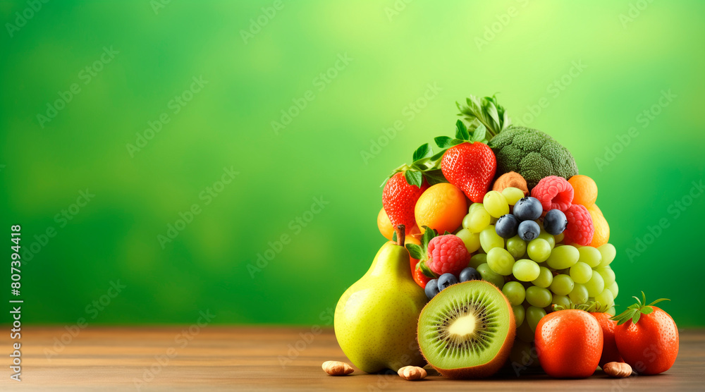 Brain with fruits, concept of healthy living and eating healthy food Brain with fruits, concept of healthy living and eating healthy food