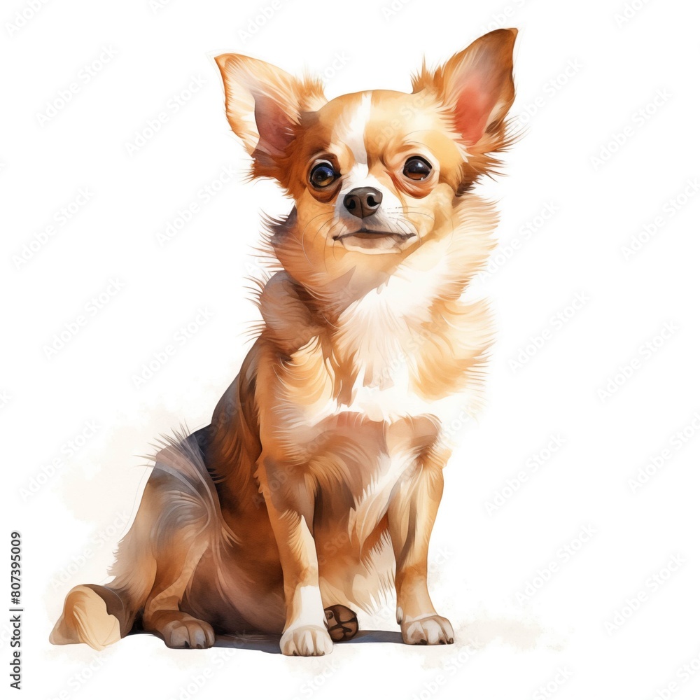 Chihuahua. Chihuahua dog clipart. Watercolor illustration. Generative AI. Detailed illustration.