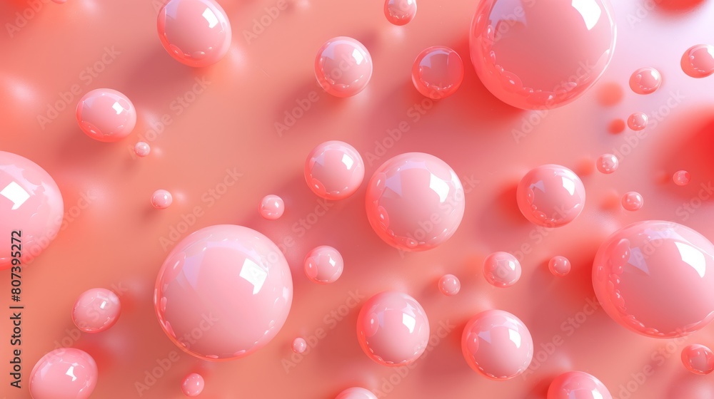 Pink background wallpaper collection with glossy balls. 3D render image with texture ideal for marketing and social media images. Minimal canvas copy space for text and images. High quality photo