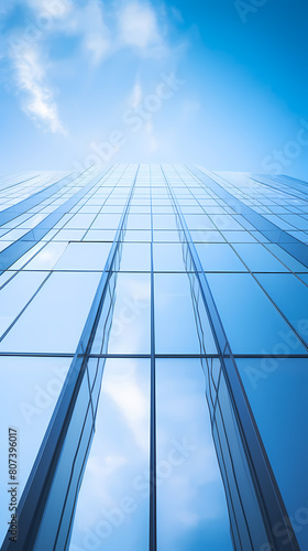 Glass skyscrapers reflect the sky