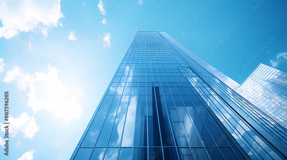 Glass skyscrapers reflect the sky Glass skyscrapers reflect the sky