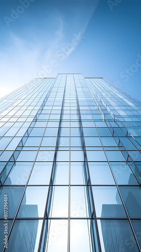 Glass skyscrapers reflect the sky