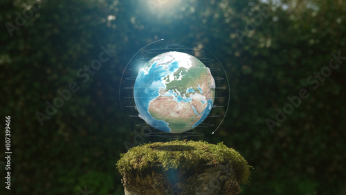 Earth 3D Concept Moss On Wood in Nature Background