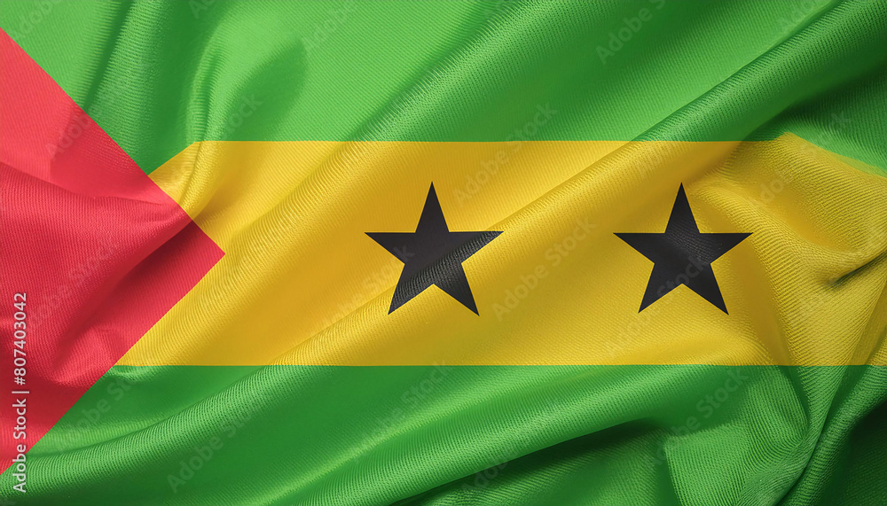 Realistic Artistic Representation of Sao Tome and Principe waving flag Realistic Artistic Representation of Sao Tome and Principe waving flag
