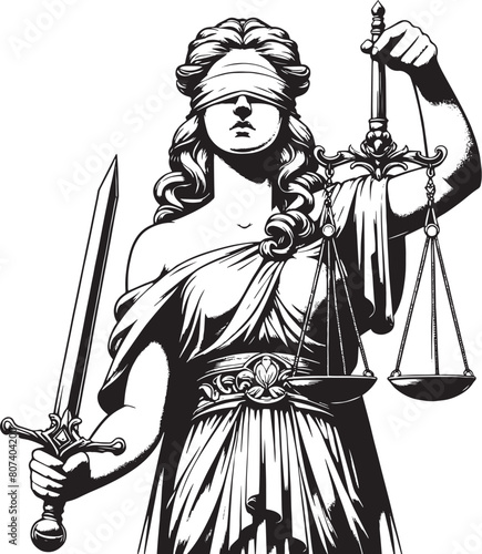 Guardian of Equity Lady Justice Themis with Sword and Scales