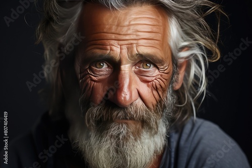 portrait of caucasian senior man with serious face