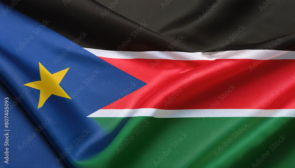 Realistic Artistic Representation of South Sudan waving flag Realistic Artistic Representation of South Sudan waving flag