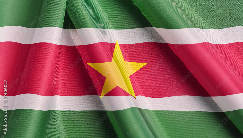 Obraz premium Realistic Artistic Representation of Suriname waving flag