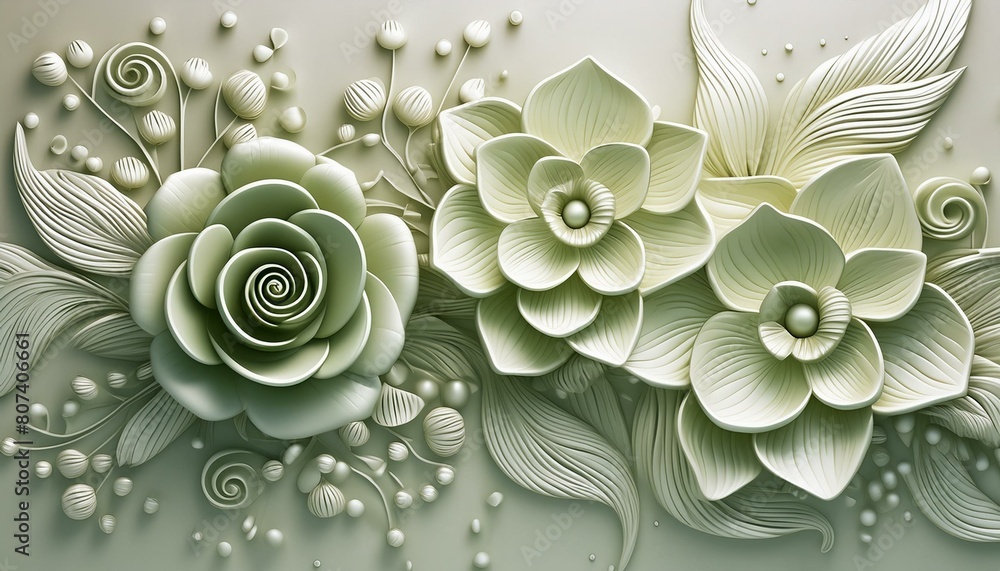 close up of a flower. Envision a sophisticated arrangement of 3D floral patterns close up of a flower. Envision a sophisticated arrangement of 3D floral patterns