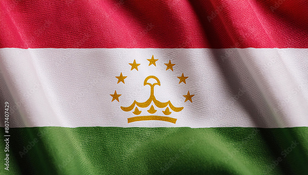 Realistic Artistic Representation of Tajikistan waving flag