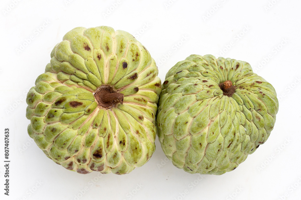 Fototapeta premium Custard apple fruit on white background.
