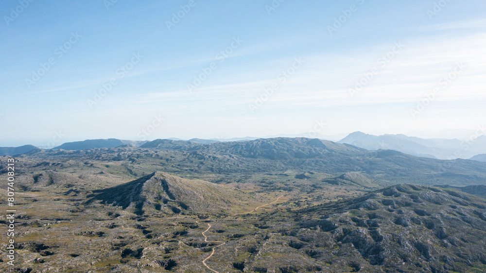 Aerial photo from drone to Sierra Gorda de Loja Mountain range. 
Loja, province of Granada, Andalusia,Spain

