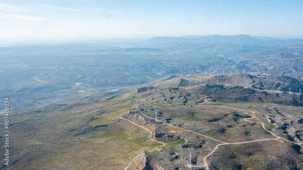 Aerial photo from drone to Sierra Gorda de Loja Mountain range. 
Loja, province of Granada, Andalusia,Spain
