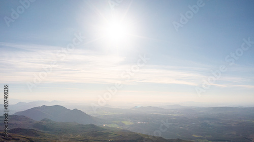 Aerial photo from drone to Sierra Gorda de Loja Mountain range.  Loja  province of Granada  Andalusia Spain 