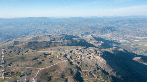 Aerial photo from drone to Sierra Gorda de Loja Mountain range. Loja, province of Granada, Andalusia,Spain 