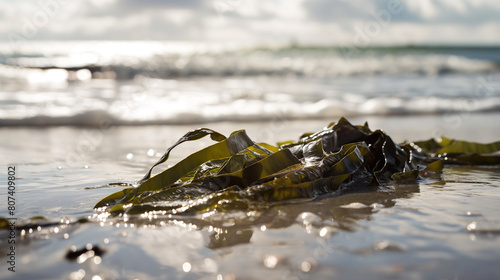 Algas verdes na areia da praia - wallpaper HD