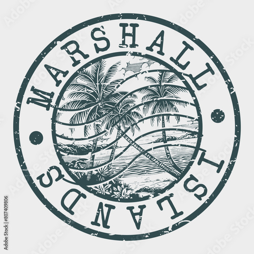 Marshall Islands Stamp Postal. Silhouette Seal. Passport Round Design. Vector Icon. Design Retro Travel. National Symbol.	
 photo