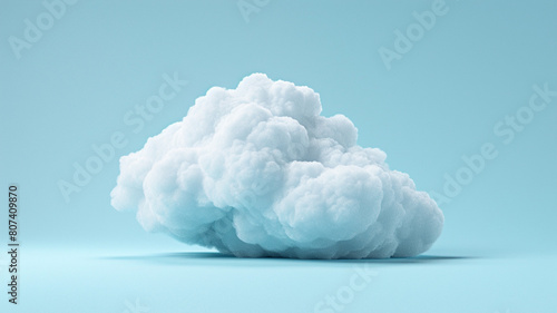 Single cloud on pastel blue background. 3d rendering.