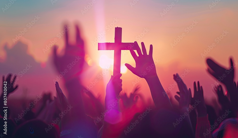 Divine Connection: Surrendering to the Cross at Sunset