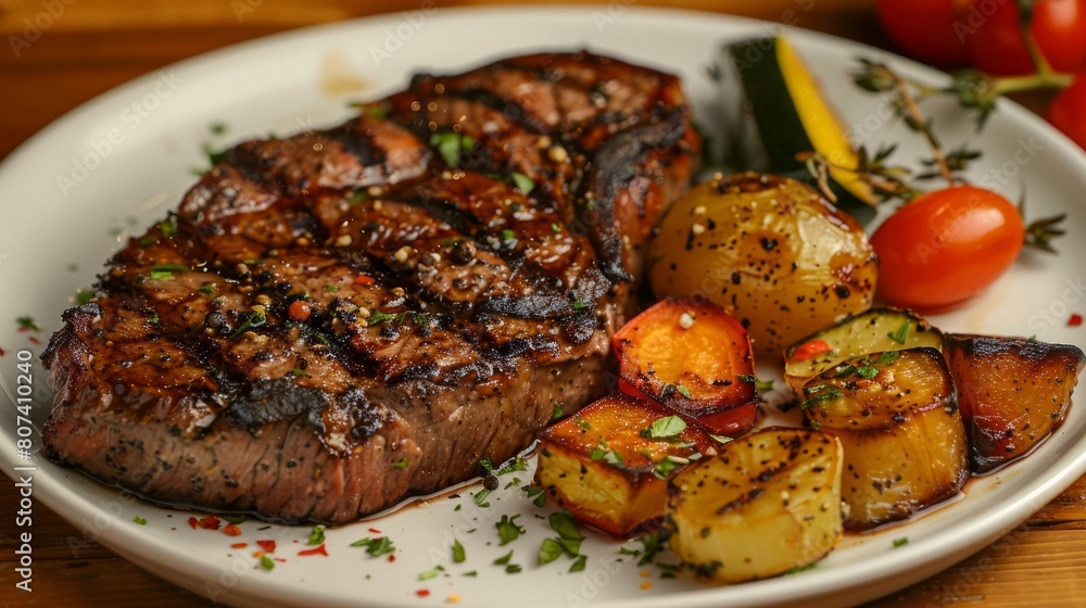 gourmet food presentation, high-quality dining is exemplified by a white plate of juicy grilled steak and roasted vegetables emphasizing the value of good food gourmet food presentation, high-quality dining is exemplified by a white plate of juicy grilled steak and roasted vegetables emphasizing the value of good food