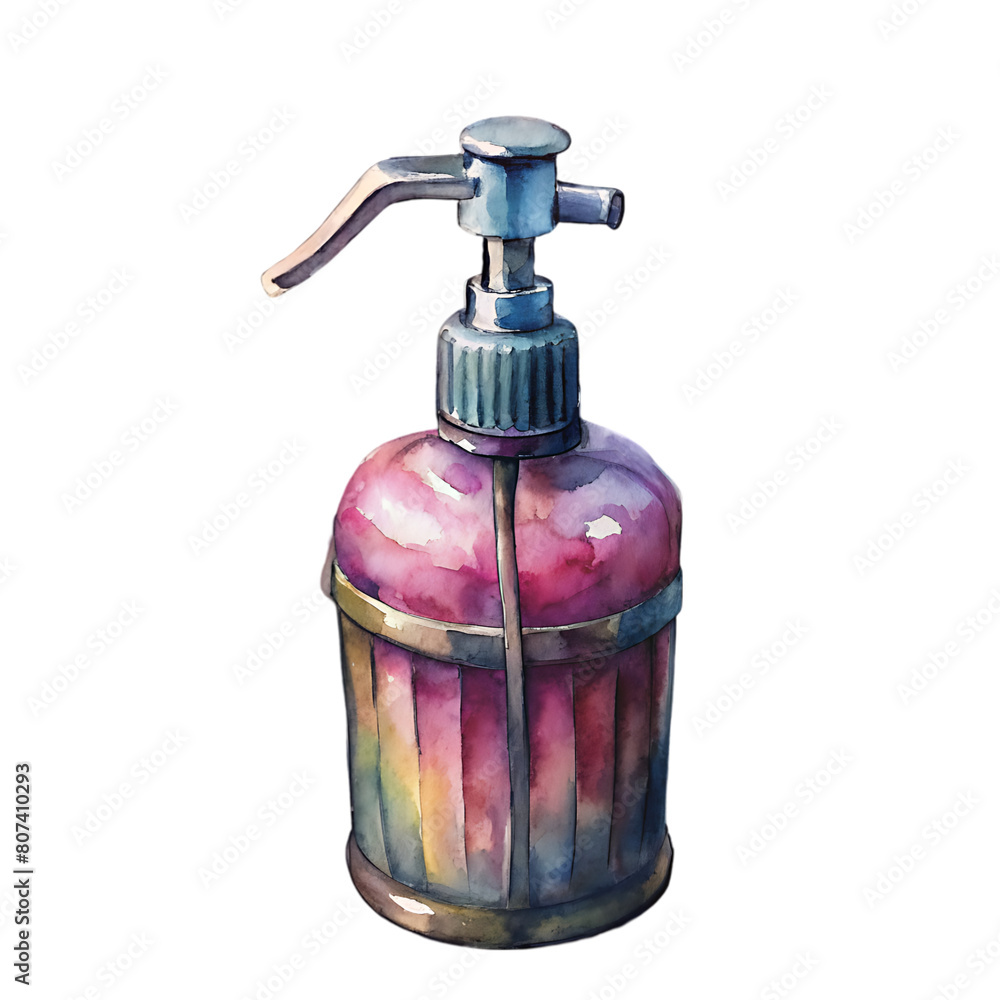 Watercolor painting of a bottle with a rainbow colored liquid Watercolor painting of a bottle with a rainbow colored liquid